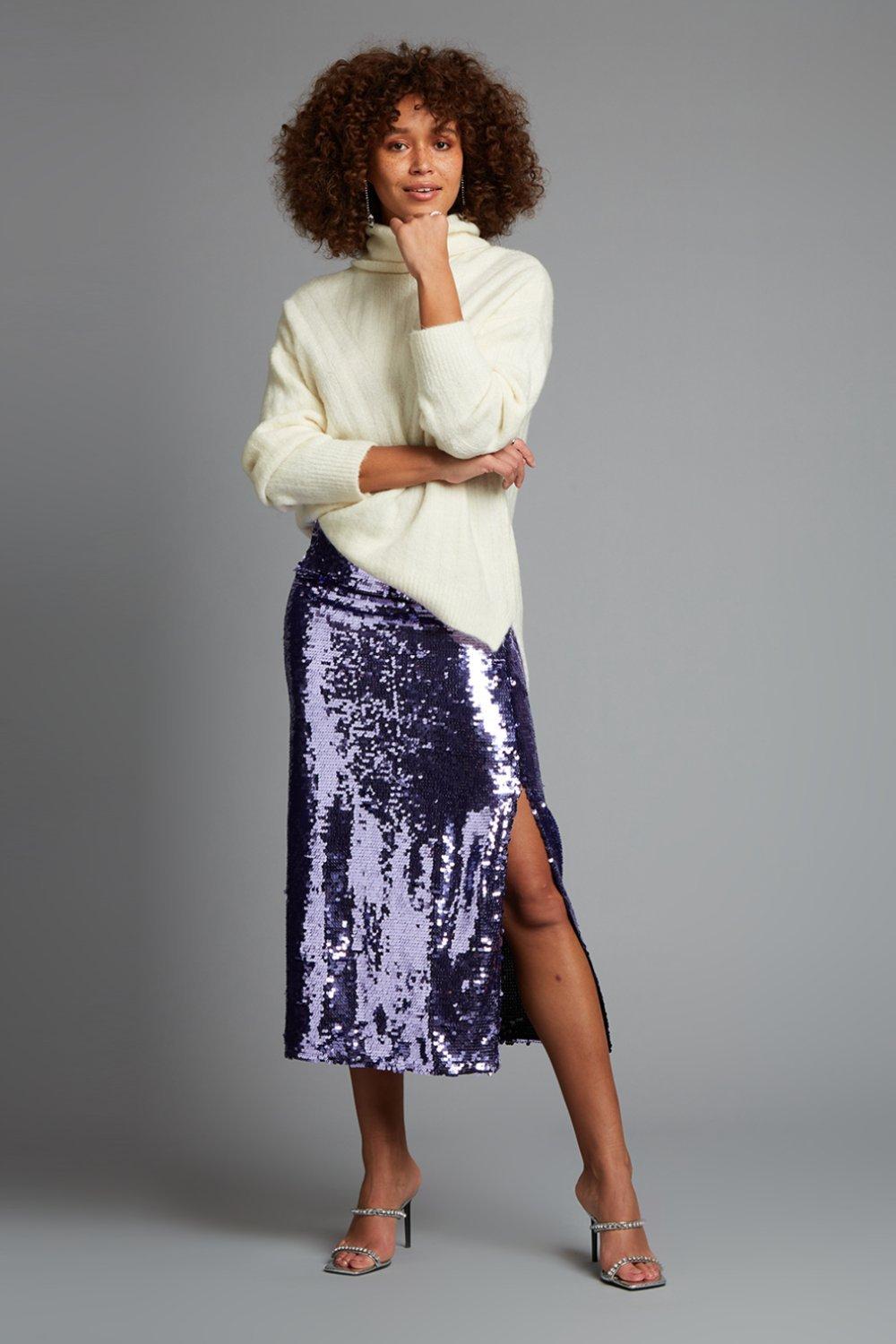 Dorothy perkins purple sequin on sale dress