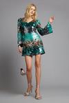 Dorothy Perkins Green Ombre Fluted Sleeve Mini Dress thumbnail 1