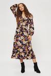 Dorothy Perkins Petite Multi Floral Textured Ruched Front Midi Dress thumbnail 2