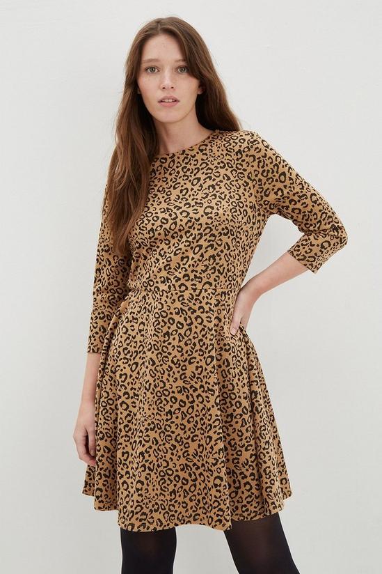 Dorothy Perkins Camel Leopard Fit And Flaredress 1