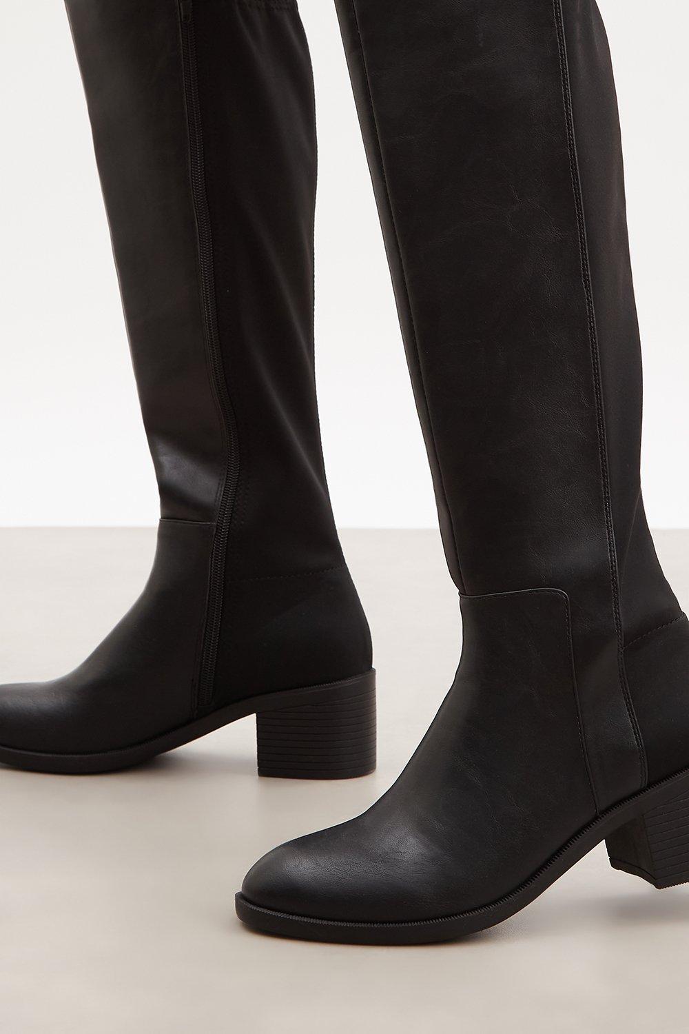 Knee high boots shop with elastic back