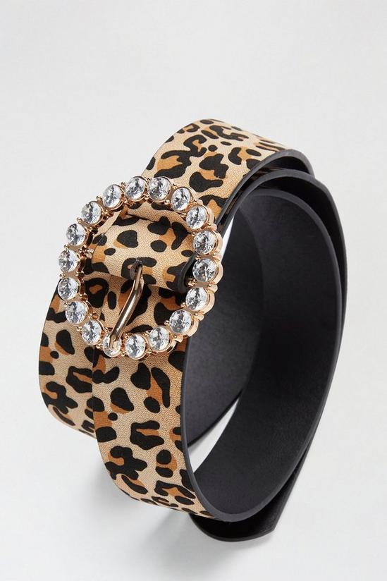 Dorothy Perkins Leopard Print Circle Diamante Buckle Belt 3
