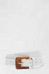 Dorothy Perkins White Faux Leather Belt With Wooden Buckle thumbnail 1
