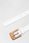 Dorothy Perkins White Faux Leather Belt With Wooden Buckle thumbnail 2