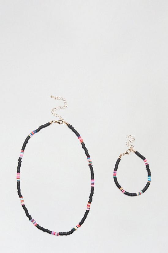 Dorothy Perkins Black Beaded Necklace And Bracelet Set 1