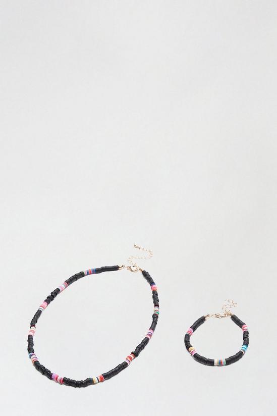 Dorothy Perkins Black Beaded Necklace And Bracelet Set 2