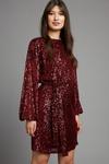 Dorothy Perkins Red Sequin Belted Mini Dress thumbnail 1