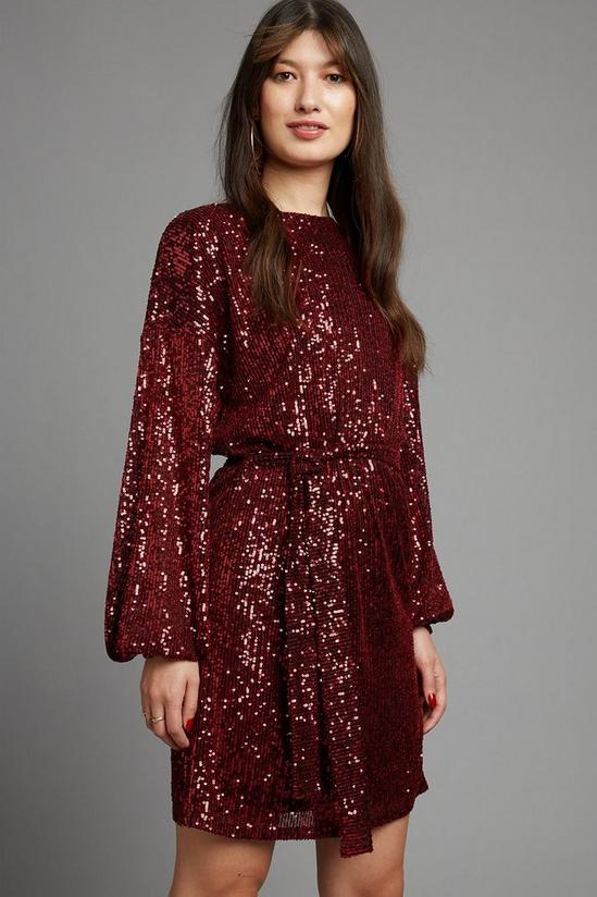Dorothy Perkins Red Sequin Belted Mini Dress 1