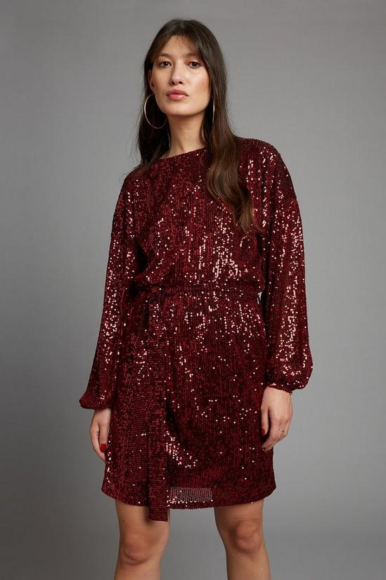 Dorothy Perkins Red Sequin Belted Mini Dress 2