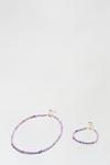 Dorothy Perkins Lilac Beaded Necklace And Bracelet Set thumbnail 2