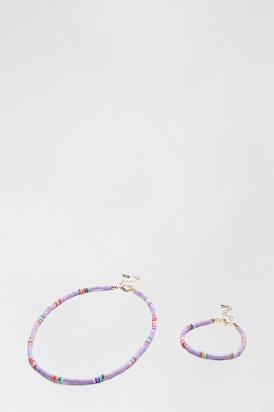 Dorothy Perkins Lilac Beaded Necklace And Bracelet Set 2