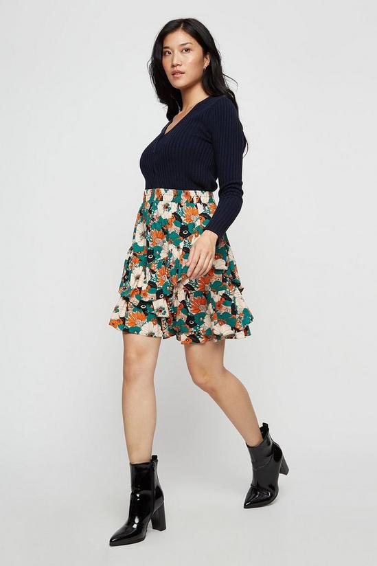 Dorothy Perkins Green Floral Ruffle Mini Skirt 1