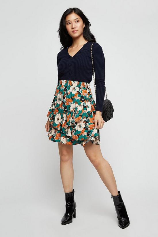 Dorothy Perkins Green Floral Ruffle Mini Skirt 2