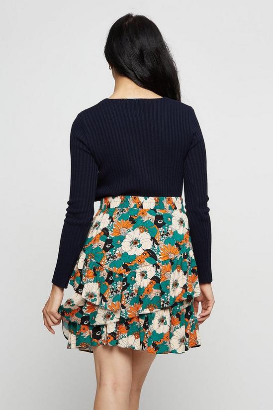 Dorothy Perkins Green Floral Ruffle Mini Skirt 3