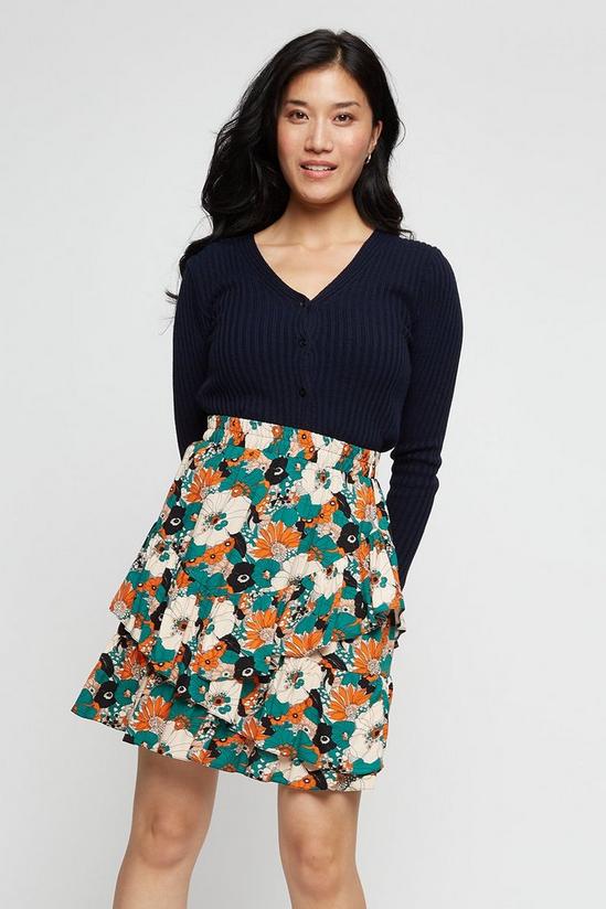 Dorothy Perkins Green Floral Ruffle Mini Skirt 4