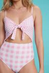 Dorothy Perkins Pink Gingham Tie Front Swimsuit thumbnail 4