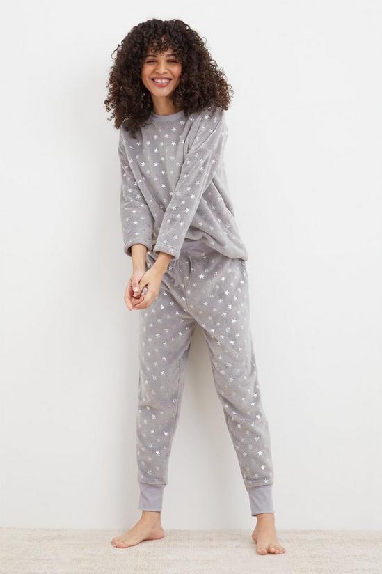 Dorothy Perkins Grey Foil Star Fleece Pyjama Set 2