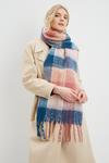 Dorothy Perkins Blue And Pink Checked Tassel Scarf thumbnail 1
