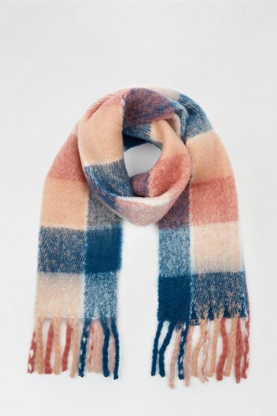 Dorothy Perkins Blue And Pink Checked Tassel Scarf 2