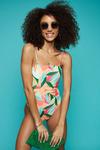 Dorothy Perkins Tropical Leaf Square Neck Swimsuit thumbnail 1