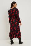 Dorothy Perkins Petite Red Floral Ruched Waist Midi Dress thumbnail 3