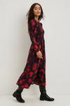 Dorothy Perkins Petite Red Floral Ruched Waist Midi Dress thumbnail 4