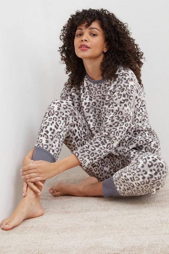 Dorothy Perkins Grey Animal Print Fleece Pyjama Set 1