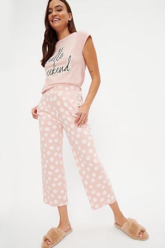 Dorothy Perkins Pink Hello Weekend Tee And Spot Pant 2