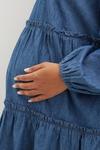 Dorothy Perkins Maternity Long Sleeve Denim Tiered Dress thumbnail 4