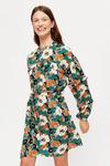 Dorothy Perkins Green Floral Frill Tie Waist Mini Dress thumbnail 2