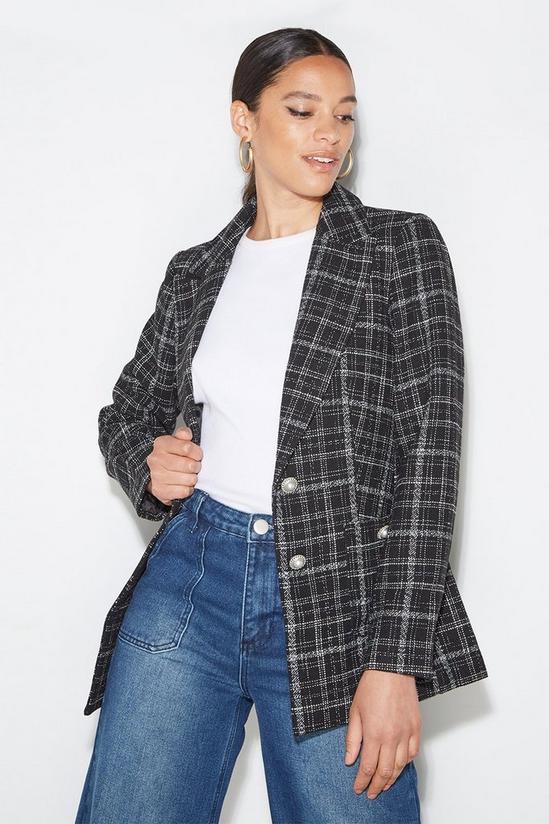 Dorothy Perkins Boucle Check Single Breasted Blazer 1