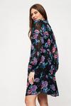 Dorothy Perkins Tall Black Floral Chiffon Tie Neck Mini Dress thumbnail 3