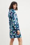 Dorothy Perkins Tall Blue Green Floral Frill Tie Neck Mini Dress thumbnail 3