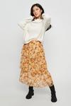 Dorothy Perkins Ochre Floral Chiffon Tiered Midi Skirt thumbnail 2