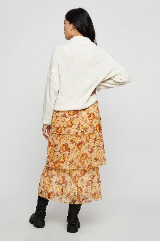 Dorothy Perkins Ochre Floral Chiffon Tiered Midi Skirt 3