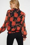 Dorothy Perkins Red Floral Ruffle Tie Neck Top thumbnail 3
