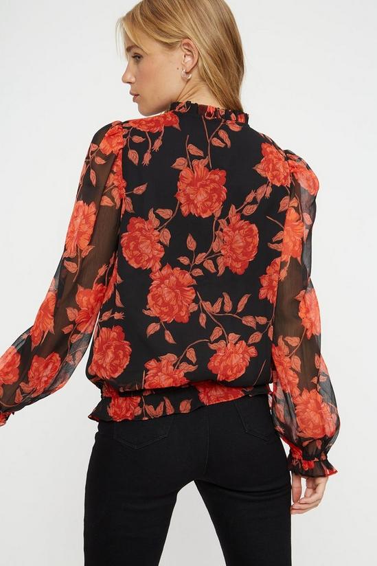 Dorothy Perkins Red Floral Ruffle Tie Neck Top 3