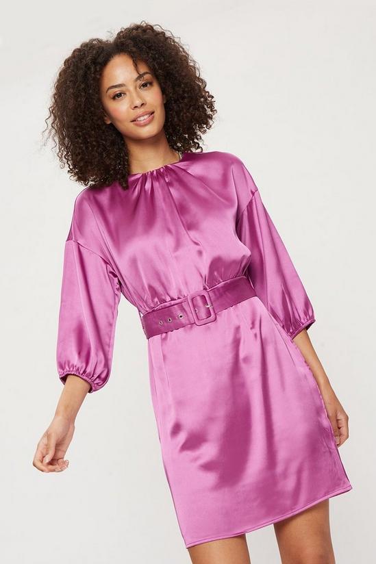 Dorothy Perkins Purple Belted Satin Mini Dress 1