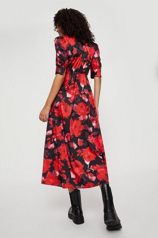 Dorothy Perkins Large Red Floral Wrap Midi Dress 3