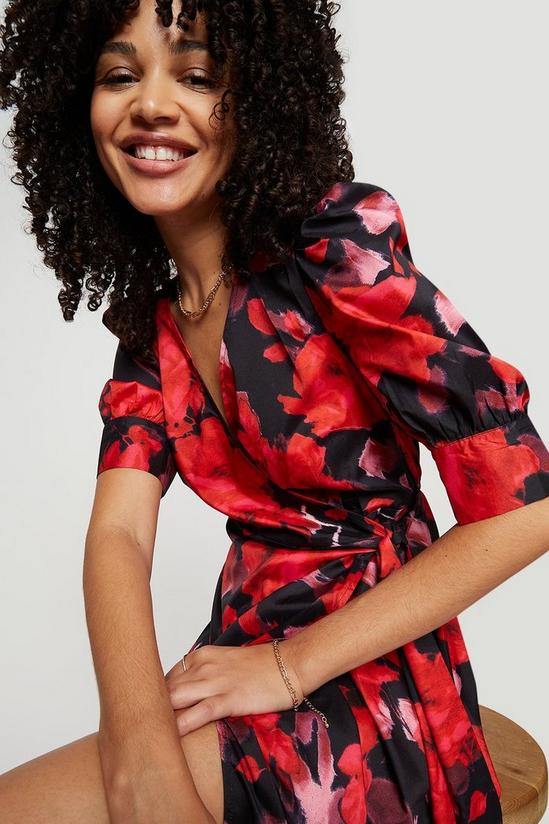 Dorothy Perkins Large Red Floral Wrap Midi Dress 4