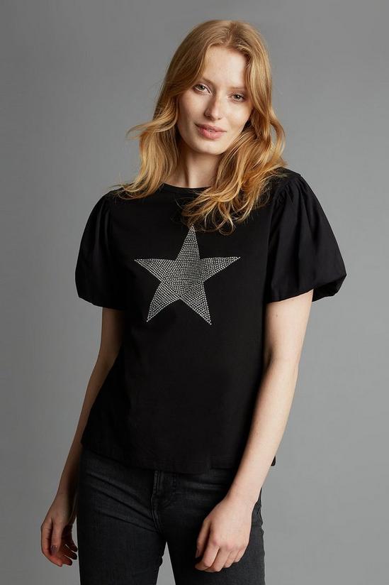 Dorothy Perkins Sequin Star Puff Sleeve T-shirt 1