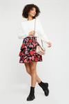 Dorothy Perkins Burgundy Retro Floral Ruffle Mini Skirt thumbnail 2