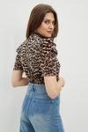 Dorothy Perkins Petite Animal Burnout Ruched Sleeve Top thumbnail 3