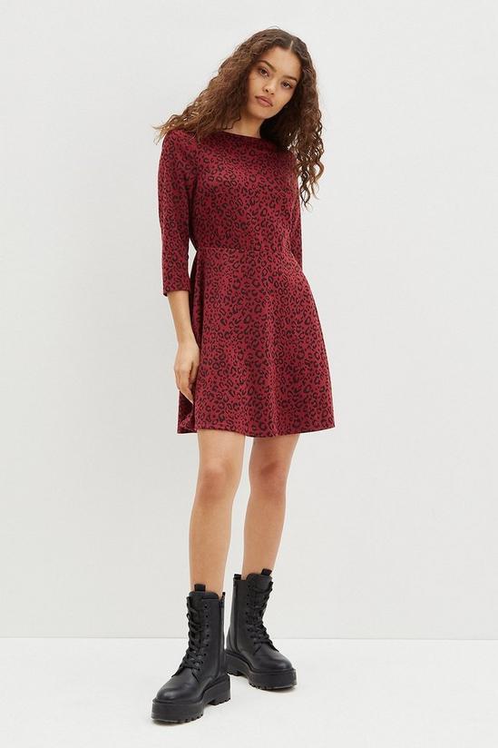 Dorothy Perkins Petite Berry Leopard Ponte Fit And Flare Dress 1