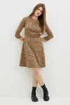 Dorothy Perkins Tall Camel Leopard Ponte Fit And Flare Dress thumbnail 1