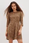 Dorothy Perkins Petite Camel Leopard Ponte Fit And Flare Dress thumbnail 1
