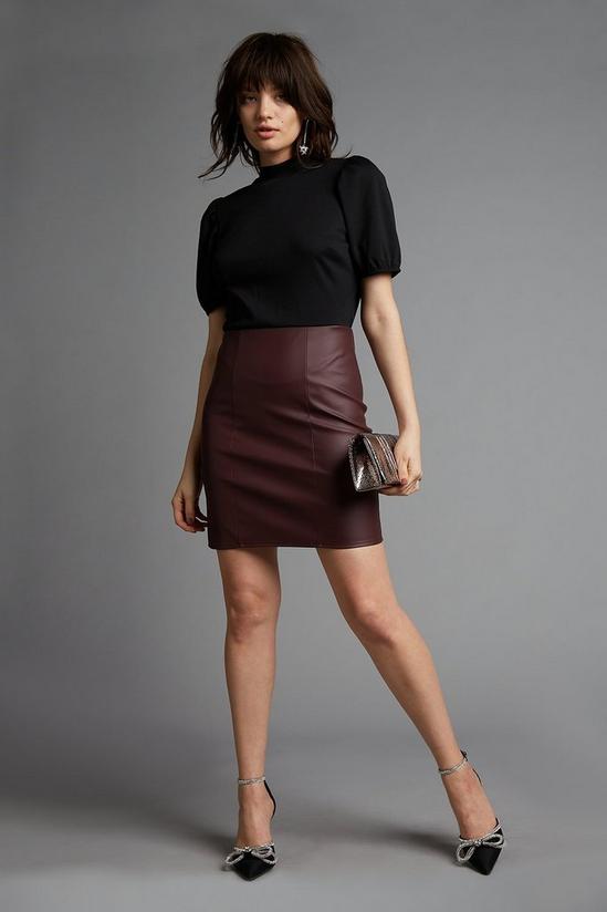 Dorothy Perkins Petite Berry Faux Leather Skirt 2