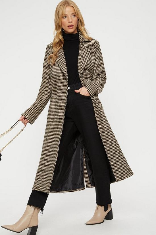 Dorothy Perkins Camel And Black Dogtooth Single Breasted Coat 4