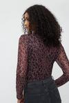 Dorothy Perkins Chocolate Leopard Print Long Sleeve Lined Mesh High Neck Top thumbnail 3