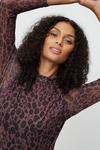 Dorothy Perkins Chocolate Leopard Print Long Sleeve Lined Mesh High Neck Top thumbnail 4